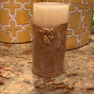 Two Tone Candle with Ribbon Medalion